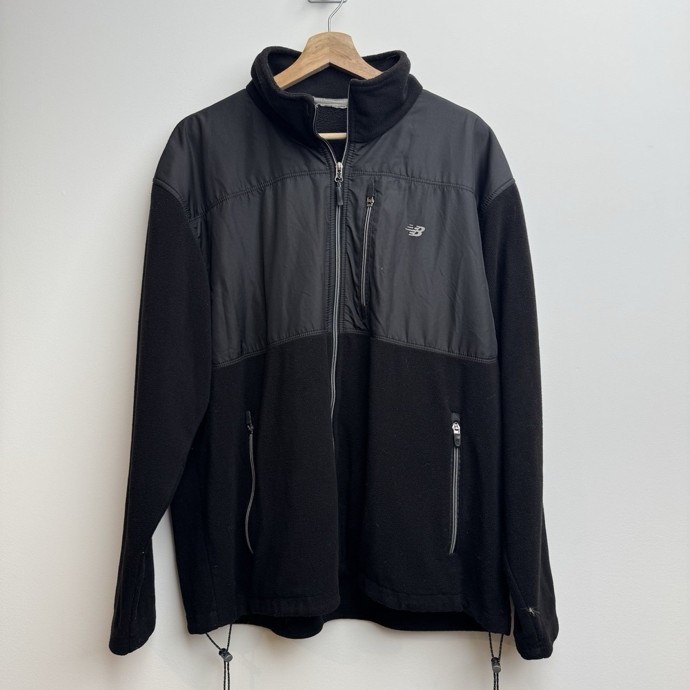 New Balance Men's Black Large‎ Windbreaker Jacket Full Zip Mid-Length Pockets